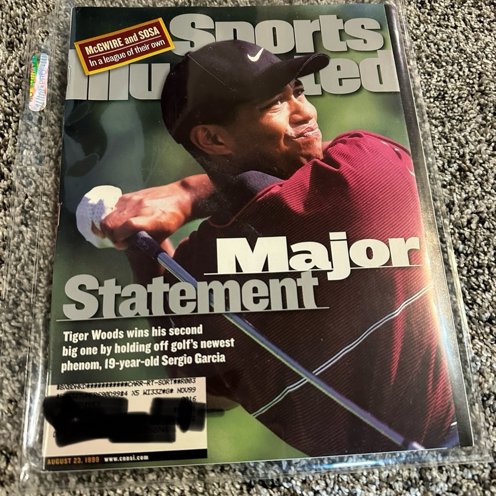 Tiger Woods Sports Illustrated Major Statement Magazine from August 23, 1999 PGA